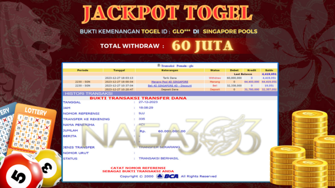 BUKTI JP NAGA303 #772 BUKTI JP NAGA303 #772