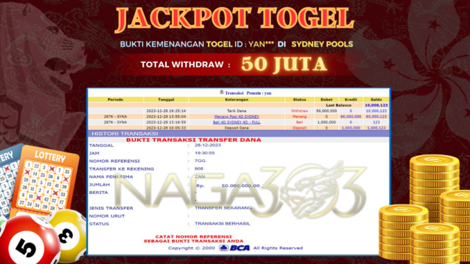 BUKTI JP NAGA303 #774 BUKTI JP NAGA303 #774